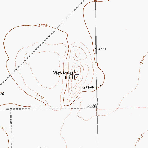 Topographic Map of Mexican Hill, TX