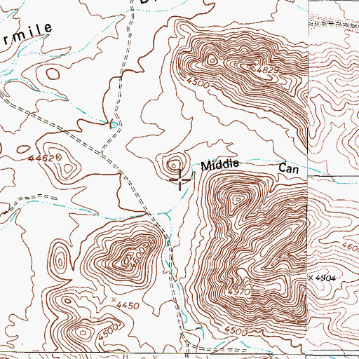 Topographic Map of Middle Canyon, TX