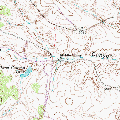 Topographic Map of Middle China Windmill, TX