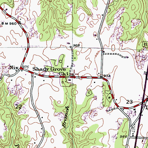 Topographic Map of Shady Grove Cemetery, AL