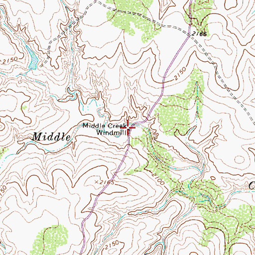 Topographic Map of Middle Creek Windmill, TX