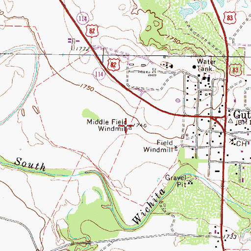 Topographic Map of Middle Field Windmill, TX