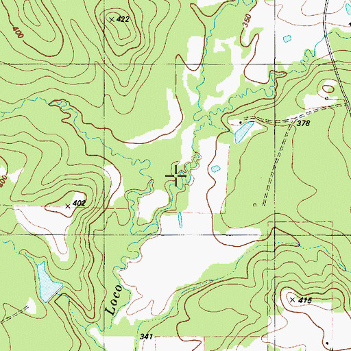 Topographic Map of Middle Fork Bayou Loco, TX