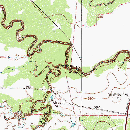 Topographic Map of Middle Fork Little Wichita River, TX