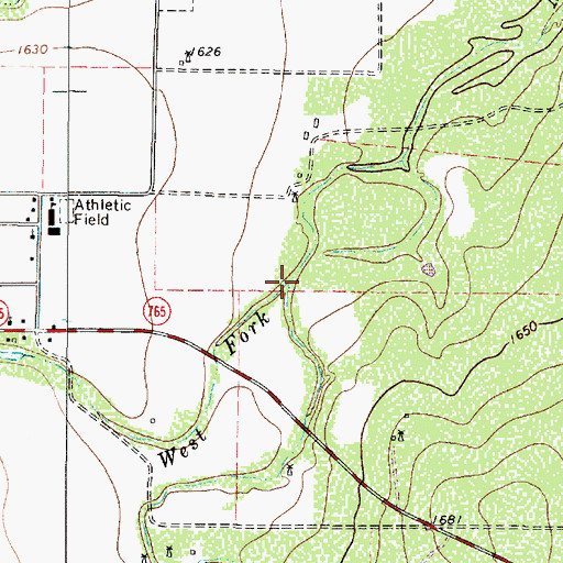 Topographic Map of Middle Fork Mustang Creek, TX