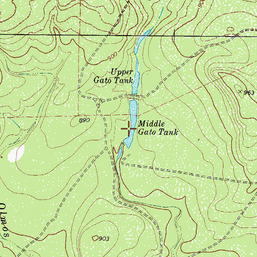 Topographic Map of Middle Gato Tank, TX