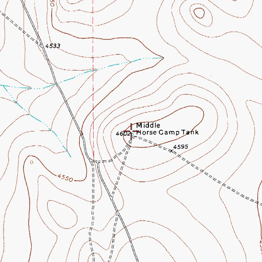 Topographic Map of Middle Horse Camp Tank, TX