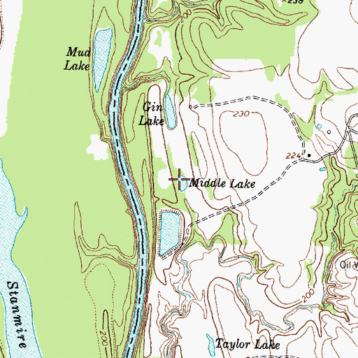 Topographic Map of Middle Lake, TX