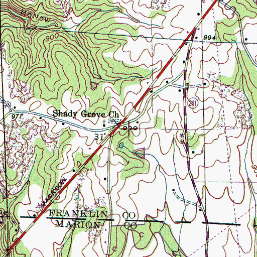 Topographic Map of Shady Grove School (historical), AL