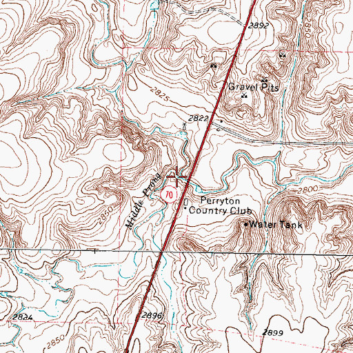 Topographic Map of Middle Prong Wolf Creek, TX