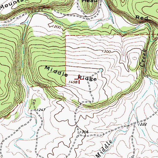Topographic Map of Middle Ridge, TX