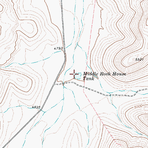 Topographic Map of Middle Rock House Tank, TX