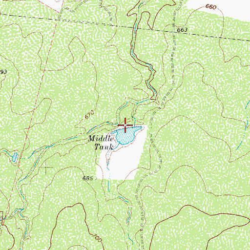 Topographic Map of Middle Tank, TX