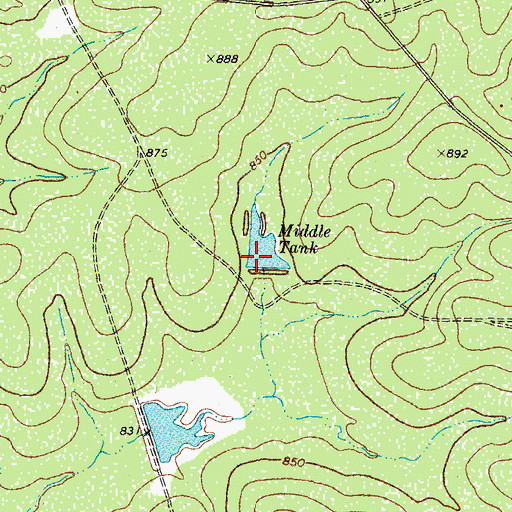 Topographic Map of Middle Tank, TX