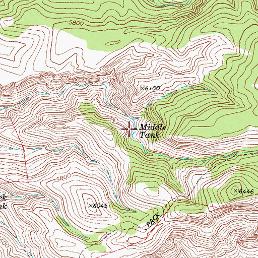 Topographic Map of Middle Tank, TX