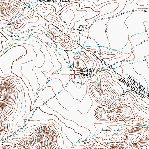 Topographic Map of Middle Tank, TX