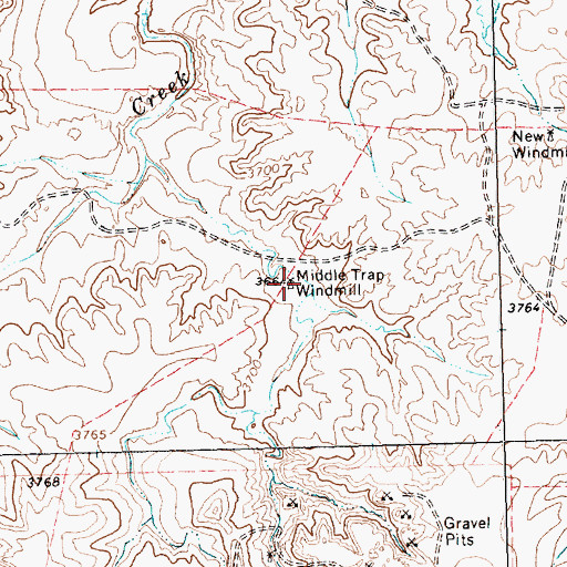 Topographic Map of Middle Trap Windmill, TX