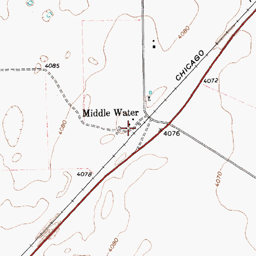 Topographic Map of Middle Water, TX