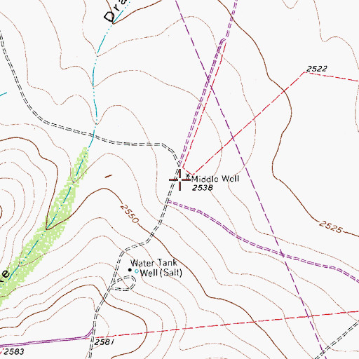 Topographic Map of Middle Well, TX