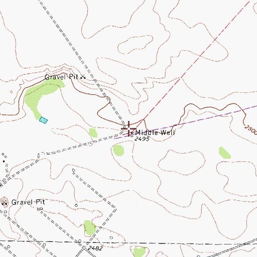 Topographic Map of Middle Well, TX