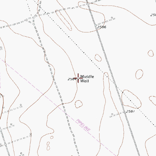 Topographic Map of Middle Well, TX