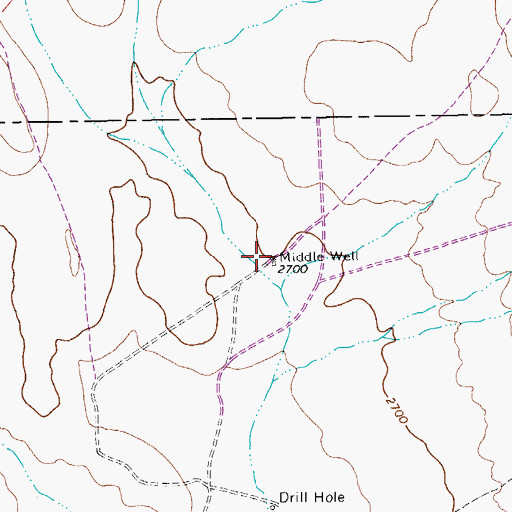 Topographic Map of Middle Well, TX