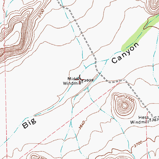 Topographic Map of Middle Windmill, TX