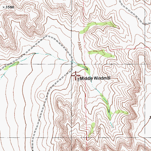 Topographic Map of Middle Windmill, TX