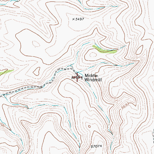 Topographic Map of Middle Windmill, TX