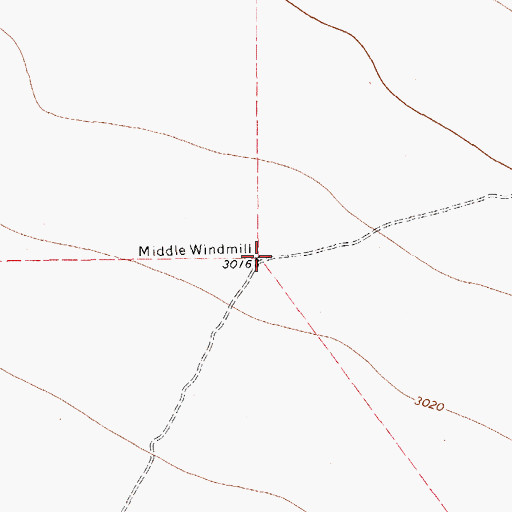 Topographic Map of Middle Windmill, TX
