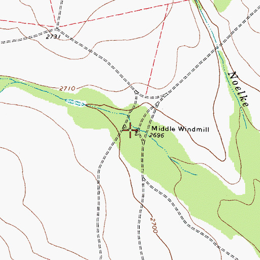 Topographic Map of Middle Windmill, TX
