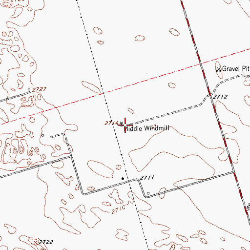 Topographic Map of Middle Windmill, TX