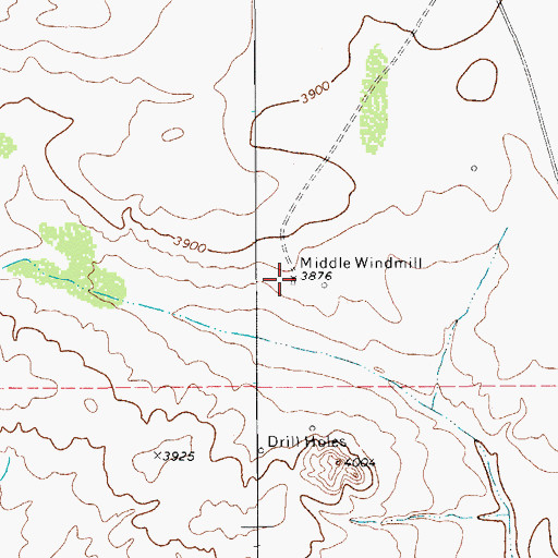 Topographic Map of Middle Windmill, TX