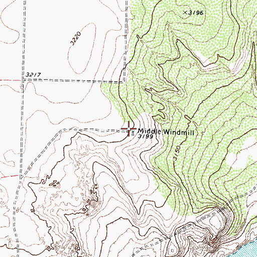 Topographic Map of Middle Windmill, TX