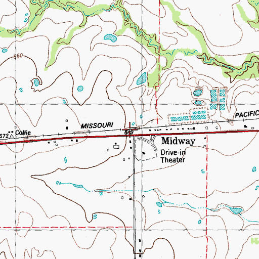 Topographic Map of Midway, TX