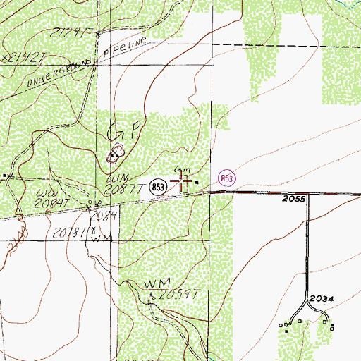 Topographic Map of Midway Cemetery, TX