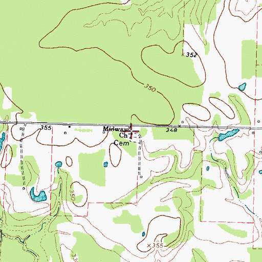 Topographic Map of Midway Church, TX