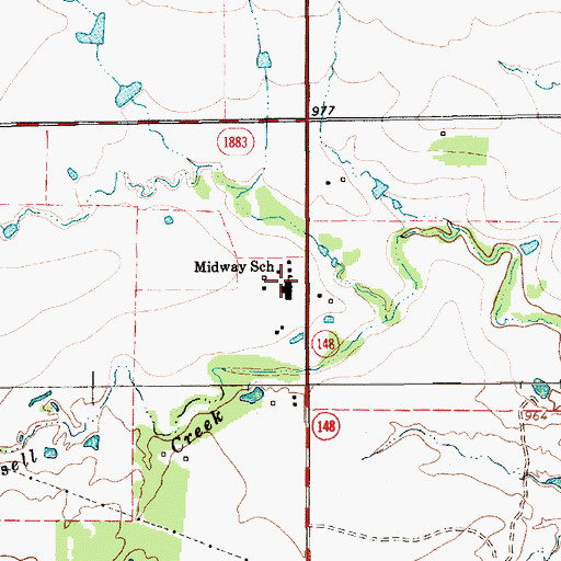 Topographic Map of Midway School, TX