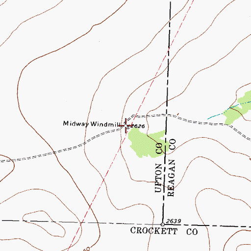 Topographic Map of Midway Windmill, TX