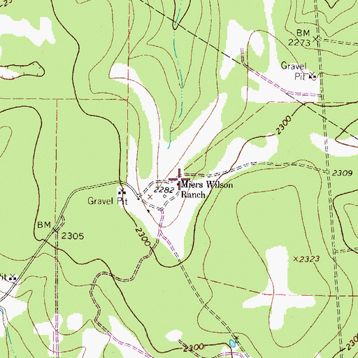 Topographic Map of Miers Wilson Ranch, TX