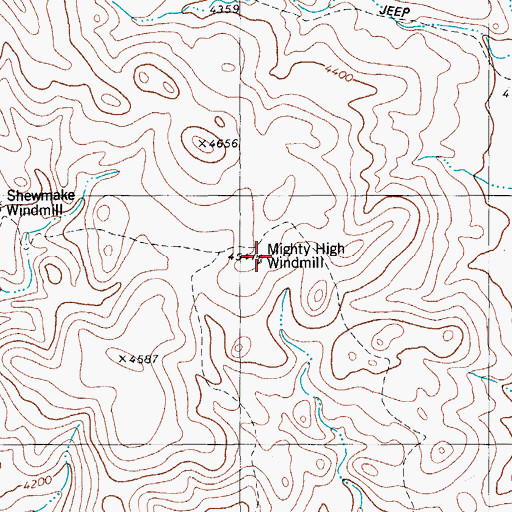 Topographic Map of Mighty High Windmill, TX