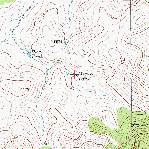 Topographic Map of Miguel Tank, TX