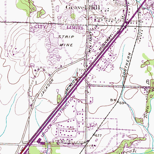 Topographic Map of Southside Church, AL
