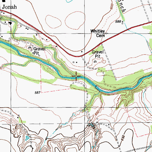Topographic Map of Mileham Branch, TX