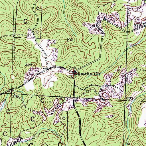 Topographic Map of Sparks Cemetery, AL