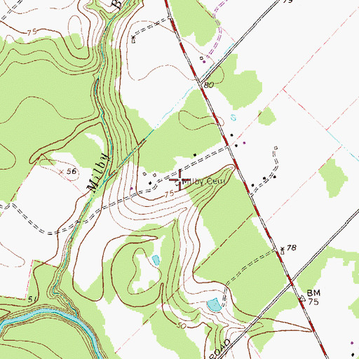 Topographic Map of Milby Cemetery, TX