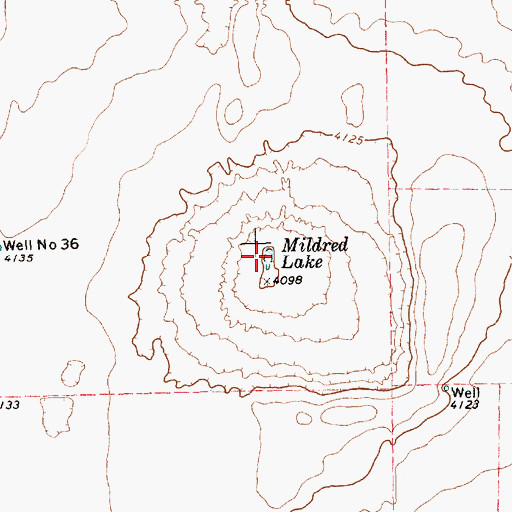 Topographic Map of Mildred Lake, TX