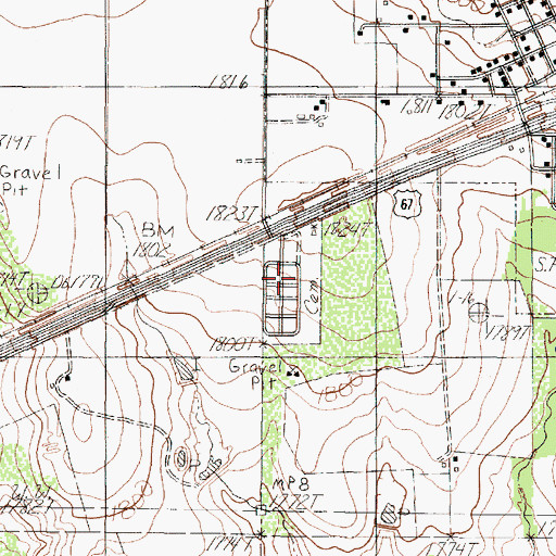 Topographic Map of Miles Cemetery, TX