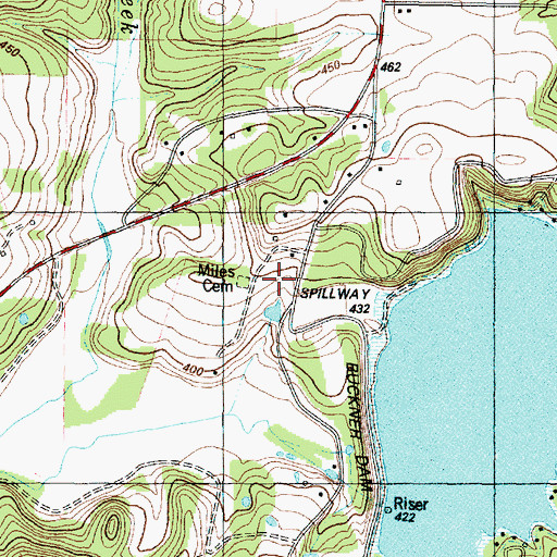 Topographic Map of Miles Cemetery, TX