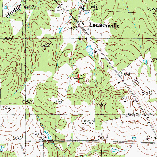 Topographic Map of Miles Cemetery, TX